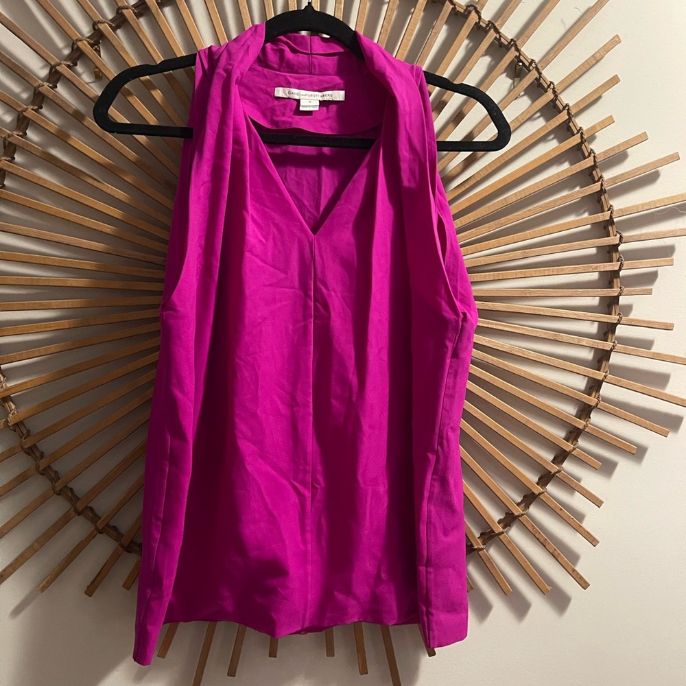 🩷 Diane Von Furstenberg Pink Halter Sleeveless Top Workwear Office